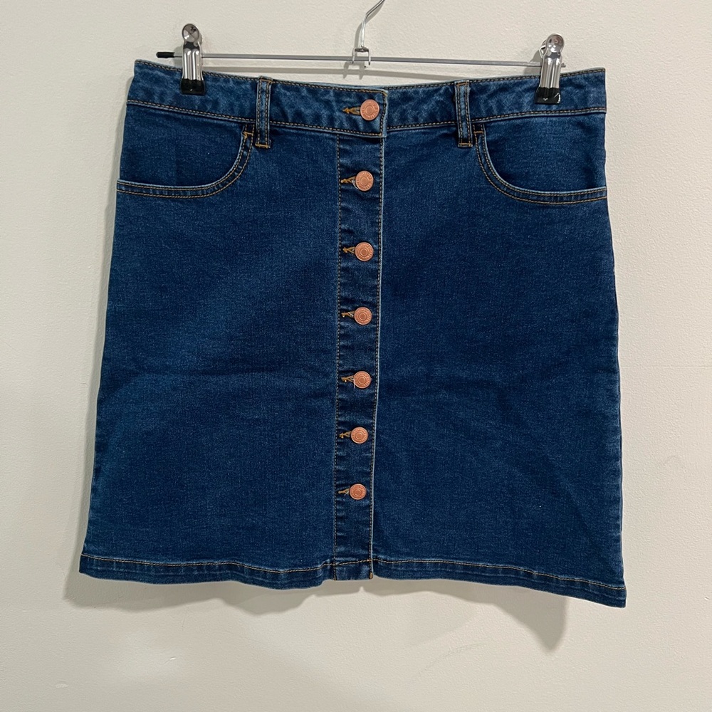 Forever 21 Button Front Denim Mini Skirt